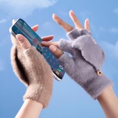 Горещи нови есенни и зимни плетени ръкавици с отворени пръсти за студенти с преобръщане на половин пръст, изключително дебели с поларени изтичащи пръсти