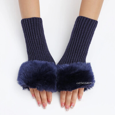 Peeneteralised lühikesed villased kindad Uued talvised villased kindad Naiste võltsvarrukad Kootud soojust paljastavad sõrmedeta varrukad