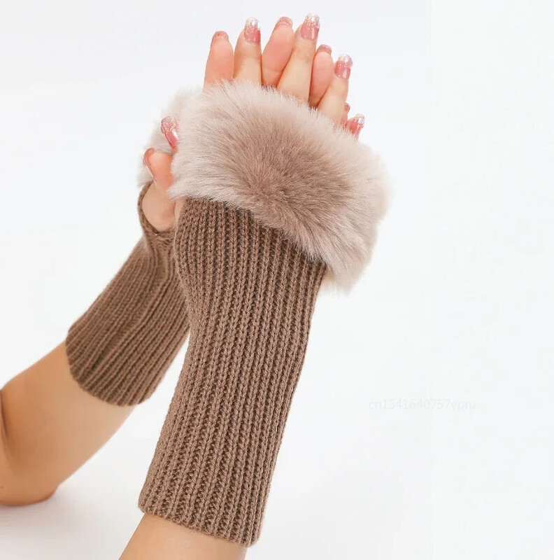 Peeneteralised lühikesed villased kindad Uued talvised villased kindad Naiste võltsvarrukad Kootud soojust paljastavad sõrmedeta varrukad