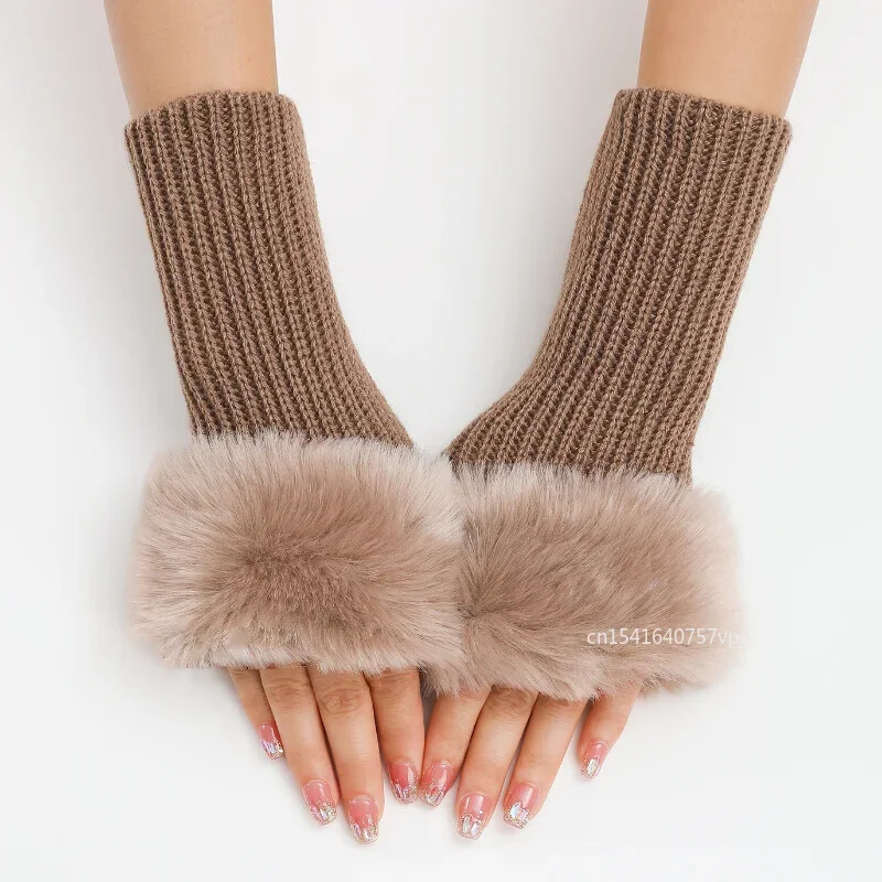 Peeneteralised lühikesed villased kindad Uued talvised villased kindad Naiste võltsvarrukad Kootud soojust paljastavad sõrmedeta varrukad