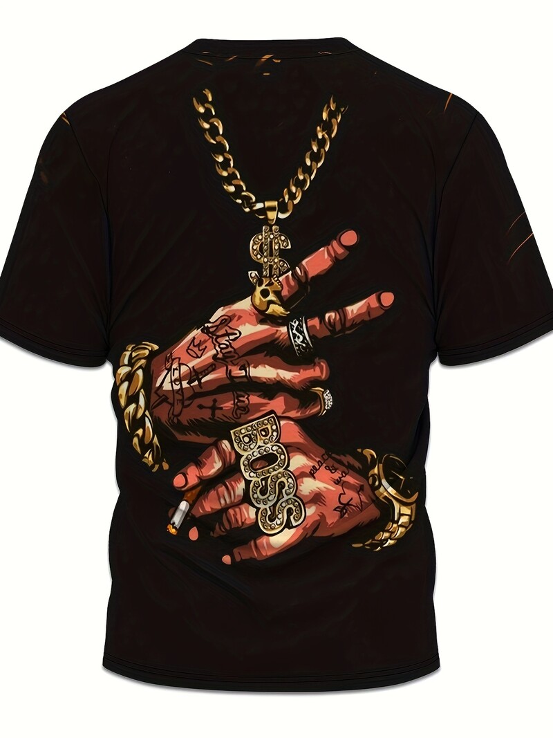 Āra vasaras vīriešu 3D pirkstu nospiedumi Apģērbs Ikdienišķs ar īsām piedurknēm, apaļš kakls Lielizmēra Modes sporta T-krekls