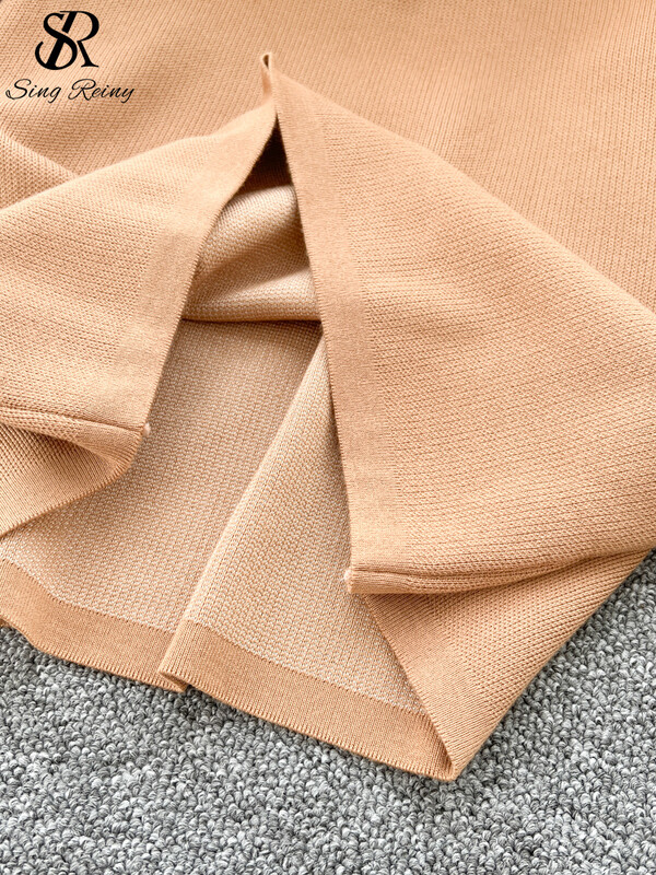 SINGREINY American Fashion Two Pieces Sets Sieviešu O Neck Basic Tops + Augsts viduklis Platas Kājas Bikses Ziemas trikotāžas kostīmi ar brīvu apdruku