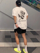 Vasaras modes smagsvara retro vīriešu angļu burti ar 100% kokvilnas apdruku ar apaļu kakla izgriezumu Augstas kvalitātes ikdienas fitnesa ielas T-krekls