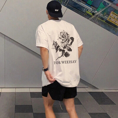 Vasaras modes smagsvara retro vīriešu angļu burti ar 100% kokvilnas apdruku ar apaļu kakla izgriezumu Augstas kvalitātes ikdienas fitnesa ielas T-krekls