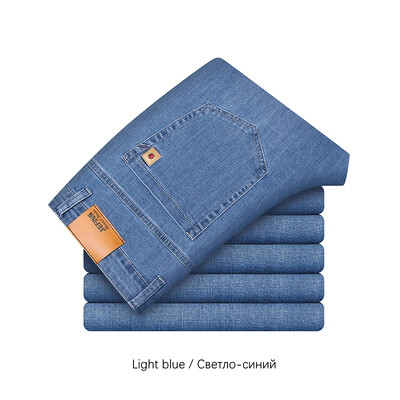 Kokvilnas Vīriešu Džinsi Džinsu Bikses Zīmols Klasisks Apģērbs Kombinezons Taisnas Bikses Vīriešiem Melns Oversize Liels Izmērs 35 40 42 44 46