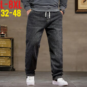 Īpaši liela izmēra džinsi vīriešiem ar augstu elastīgu jostasvietu Baggy džinsu bikses vīriešu plus lielas brīvas kovboju bikses 8XL 6XL klasiskas melnas zilas