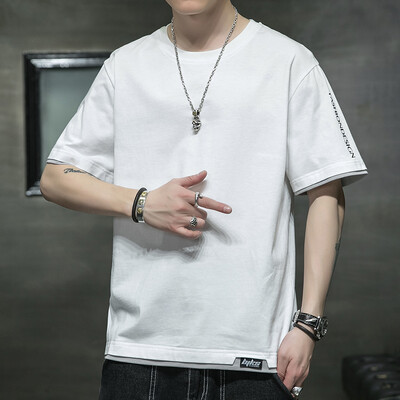 Puhas puuvillane t-särk lühikeste varrukatega meeste trendikas suvine pluss paks suurus, lahtised ja õhukesed poolvarrukatega riided, suvise jäätundega