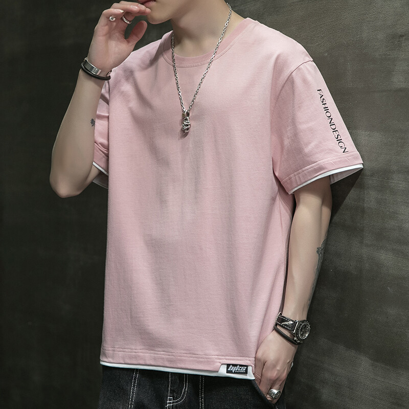 Puhas puuvillane t-särk lühikeste varrukatega meeste trendikas suvine pluss paks suurus, lahtised ja õhukesed poolvarrukatega riided, suvise jäätundega