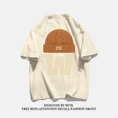 Vasaras modes smagsvara retro vīriešu angļu burti ar 100% kokvilnas apdruku ar apaļu kakla izgriezumu Augstas kvalitātes ikdienas fitnesa ielas T-krekls