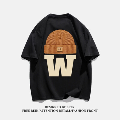 Vasaras modes smagsvara retro vīriešu angļu burti ar 100% kokvilnas apdruku ar apaļu kakla izgriezumu Augstas kvalitātes ikdienas fitnesa ielas T-krekls