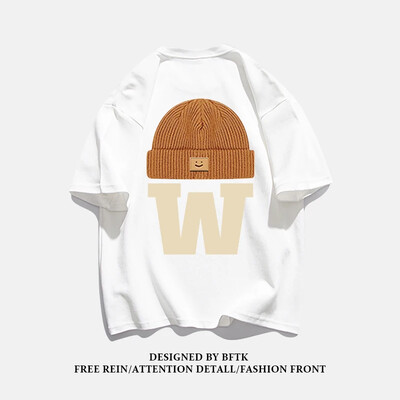 Vasaras modes smagsvara retro vīriešu angļu burti ar 100% kokvilnas apdruku ar apaļu kakla izgriezumu Augstas kvalitātes ikdienas fitnesa ielas T-krekls