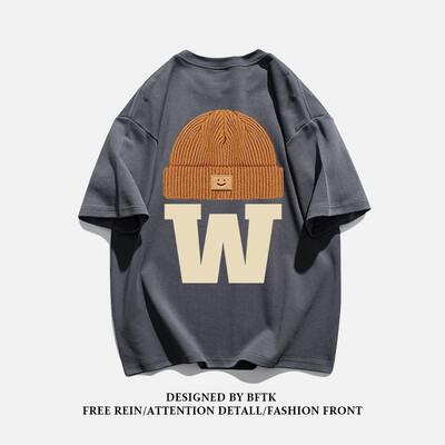 Vasaras modes smagsvara retro vīriešu angļu burti ar 100% kokvilnas apdruku ar apaļu kakla izgriezumu Augstas kvalitātes ikdienas fitnesa ielas T-krekls