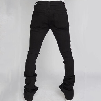 Ανδρικά Stacked Jeans Slim Fit Ripped Jeans Destroyed Straight Denim Παντελόνι Harajuku Hip Hop Παντελόνι Fashion Streetwear