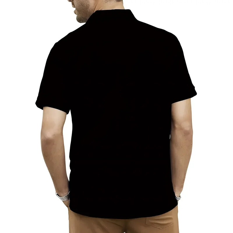 Hawaii Casual Fashion Meeste revääridega lühikeste varrukatega särk Must-valge kassimustriga Mugavad meeste topid Suvine avar meeste särk