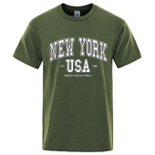 New York Usa Est 1788 Street City Letter Graphic T-Shirt majica s kratkim rukavima Muška ležerna majica Ljetna široka cool majica s kratkim rukavima Pamučna prevelika majica kratkih rukava