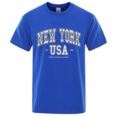 New York Usa Est 1788 Street City Letter Graphic T-Shirt majica s kratkim rukavima Muška ležerna majica Ljetna široka cool majica s kratkim rukavima Pamučna prevelika majica kratkih rukava