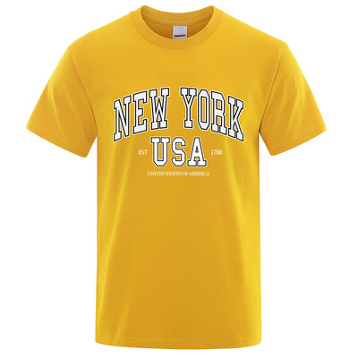New York Usa Est 1788 Street City Letter Graphic T-Shirt majica s kratkim rukavima Muška ležerna majica Ljetna široka cool majica s kratkim rukavima Pamučna prevelika majica kratkih rukava