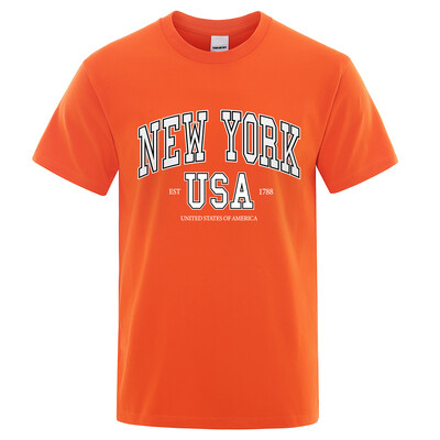 New York Usa Est 1788 Street City Letter Graphic T-Shirt majica s kratkim rukavima Muška ležerna majica Ljetna široka cool majica s kratkim rukavima Pamučna prevelika majica kratkih rukava