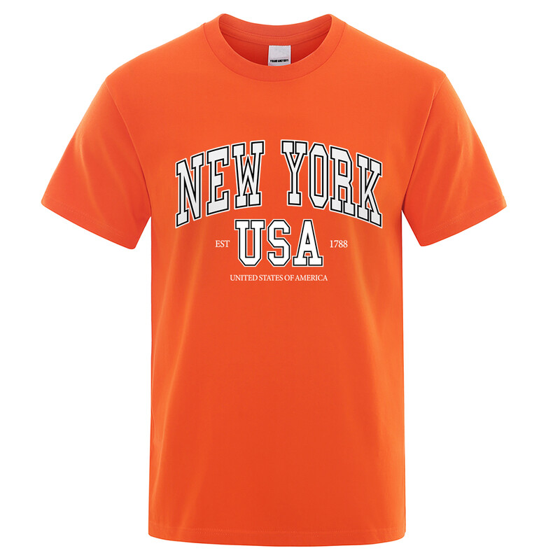 New York Usa Est 1788 Street City Letter Graphic T-Shirt majica s kratkim rukavima Muška ležerna majica Ljetna široka cool majica s kratkim rukavima Pamučna prevelika majica kratkih rukava