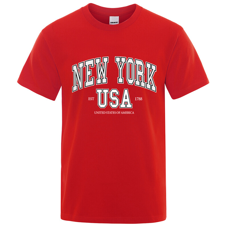 New York Usa Est 1788 Street City Letter Graphic T-Shirt majica s kratkim rukavima Muška ležerna majica Ljetna široka cool majica s kratkim rukavima Pamučna prevelika majica kratkih rukava