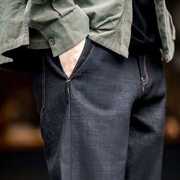 Maden Ανδρικό Vintage 13,5 OZ Raw Jeans Βαμβακερή ίσια εφαρμογή Selvedge τζιν παντελόνι βαρύ μπλε φερμουάρ με τσέπες Τζιν