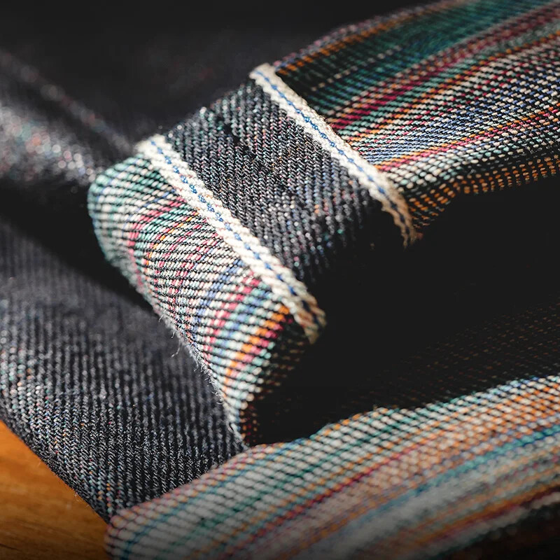 Maden Men's Vintage 13,5 OZ toored teksad, puuvillased sirge istumisega Selvedge teksapüksid, rasked sinised tõmblukuga kärbes taskutega teksad