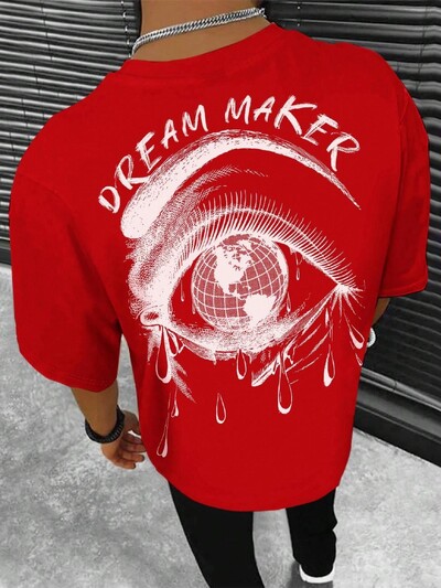 Dream Maker Tearful Earth Printing T-särk Meeste riided Suvine lahtine tee Puuvillane vabaaja t-särk Hip Hop Oversize T-särgid