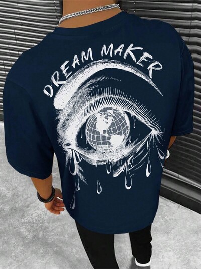 Dream Maker Tearful Earth Printing T-särk Meeste riided Suvine lahtine tee Puuvillane vabaaja t-särk Hip Hop Oversize T-särgid