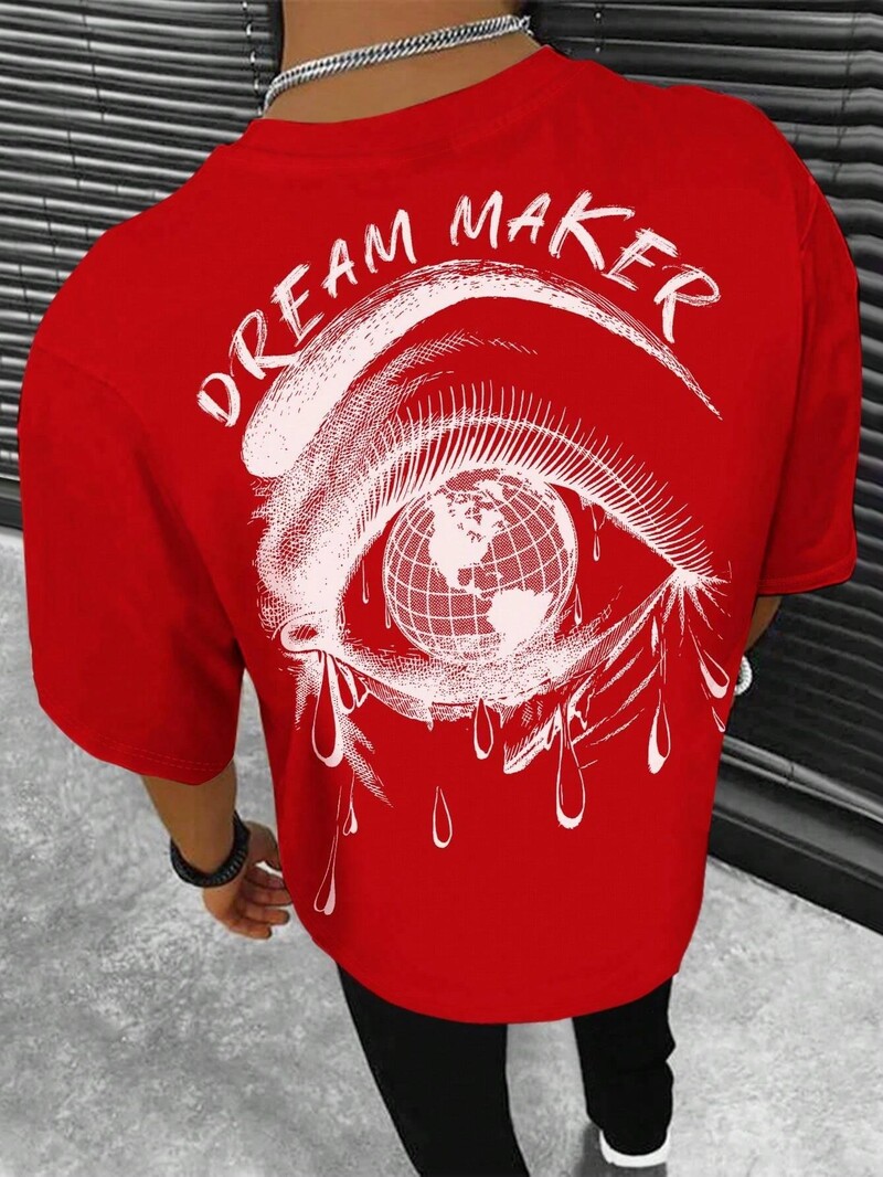 Dream Maker Tearful Earth Printing T-särk Meeste riided Suvine lahtine tee Puuvillane vabaaja t-särk Hip Hop Oversize T-särgid
