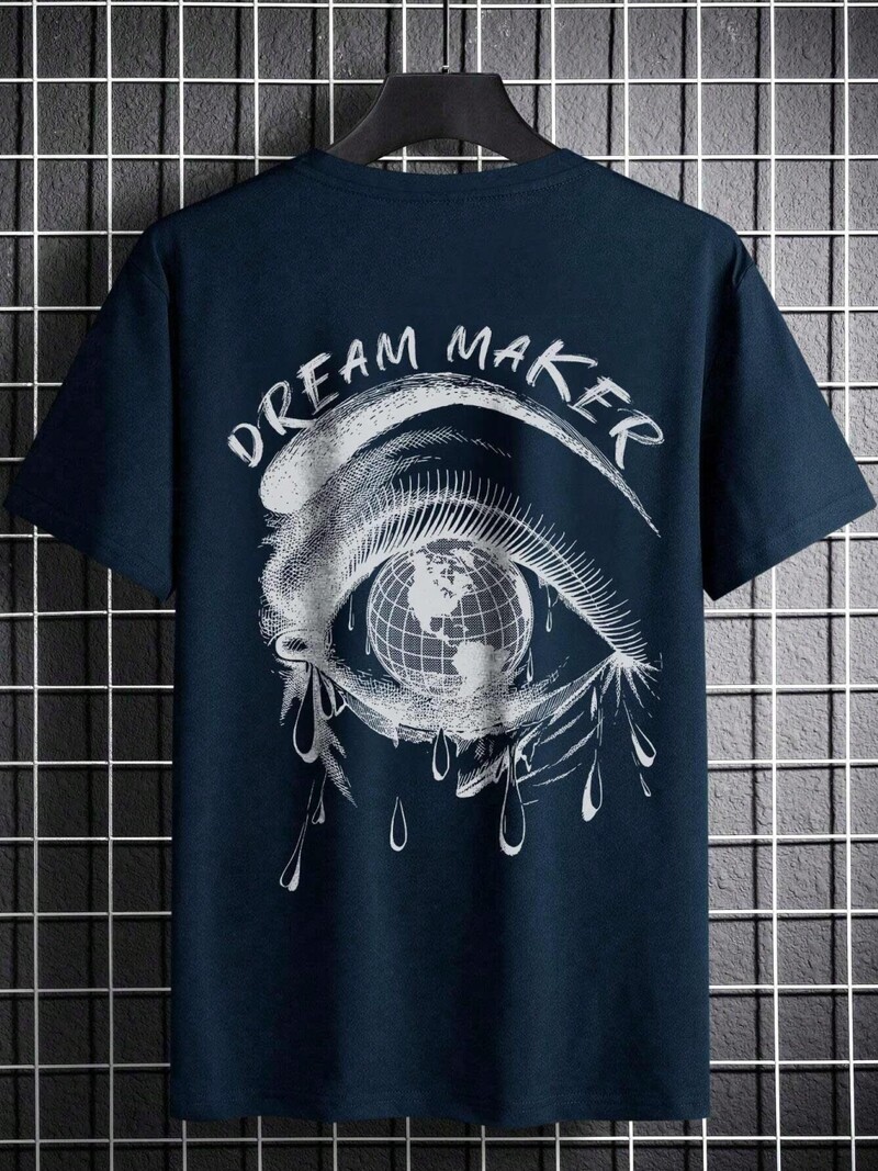 Dream Maker Tearful Earth Printing T-särk Meeste riided Suvine lahtine tee Puuvillane vabaaja t-särk Hip Hop Oversize T-särgid