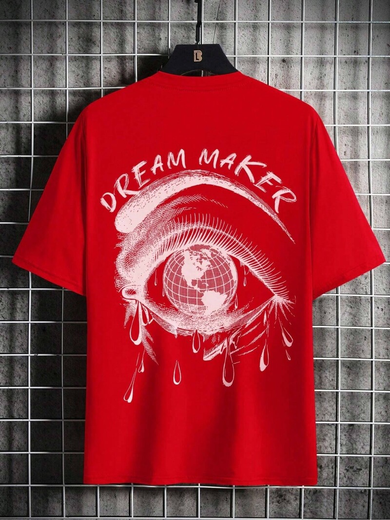 Dream Maker Tearful Earth Printing T-särk Meeste riided Suvine lahtine tee Puuvillane vabaaja t-särk Hip Hop Oversize T-särgid