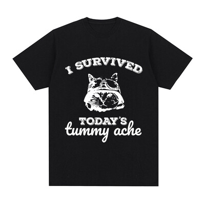 Elasin üle tänase kõhuvalu T-särk Funny Cat Meem lühikeste varrukatega T-särk Mehed Naiste Puuvillane Vabaaja Suured T-särgid Tänavarõivad