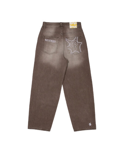 Tänavarõivad PROTECT Jeans Y2K meeste püksid Harajuku Hip Hop Letter Tikand Vintage Brown Baggy Teksad Kõrge vöökohaga laia säärega püksid