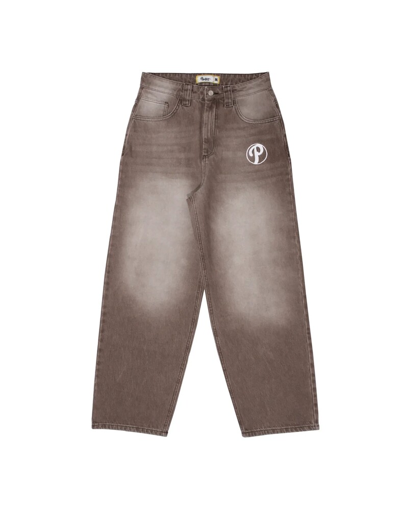 Tänavarõivad PROTECT Jeans Y2K meeste püksid Harajuku Hip Hop Letter Tikand Vintage Brown Baggy Teksad Kõrge vöökohaga laia säärega püksid