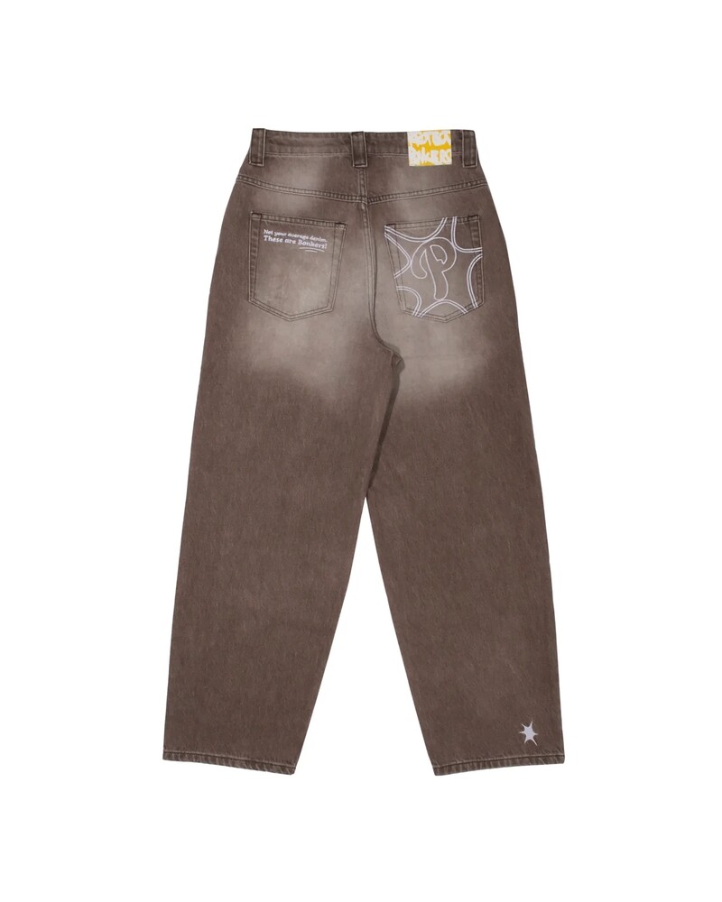 Tänavarõivad PROTECT Jeans Y2K meeste püksid Harajuku Hip Hop Letter Tikand Vintage Brown Baggy Teksad Kõrge vöökohaga laia säärega püksid