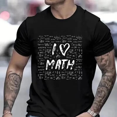 I Love Math Formula Meeste T-särgid Tänavarõivad Riided Lühikeste varrukatega Naljakas disain Y2k Topid Spordirõivad Vabaaja vintage klassikalised särgid