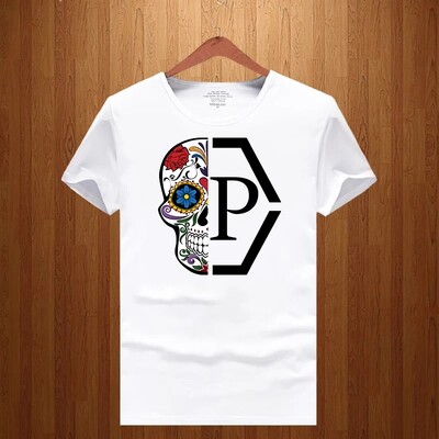 Luksusa zīmola ar pusi galvaskausa ziedu apdrukāti burti vīriešiem un sievietēm 2023. gada jauns T-krekls ar īsām piedurknēm ar apaļu kakla apdruku