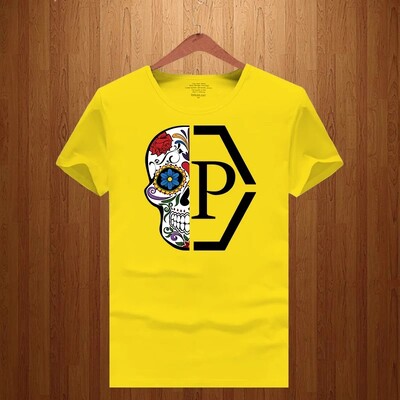 Luksusa zīmola ar pusi galvaskausa ziedu apdrukāti burti vīriešiem un sievietēm 2023. gada jauns T-krekls ar īsām piedurknēm ar apaļu kakla apdruku