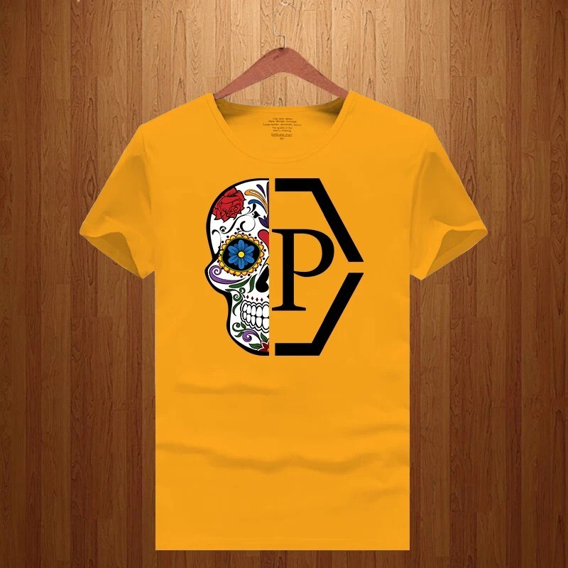 Luksusa zīmola ar pusi galvaskausa ziedu apdrukāti burti vīriešiem un sievietēm 2023. gada jauns T-krekls ar īsām piedurknēm ar apaļu kakla apdruku