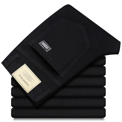 Suur suurus 42 44 Sügis 98% puuvill meeste venivad õhukesed teksad ArmyGreen pehmed mugavad vabaaja sirged teksapüksid püksid