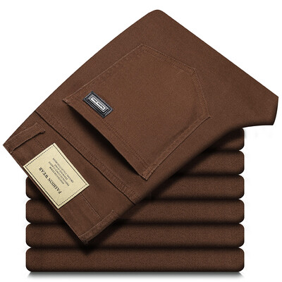 Suur suurus 42 44 Sügis 98% puuvill meeste venivad õhukesed teksad ArmyGreen pehmed mugavad vabaaja sirged teksapüksid püksid