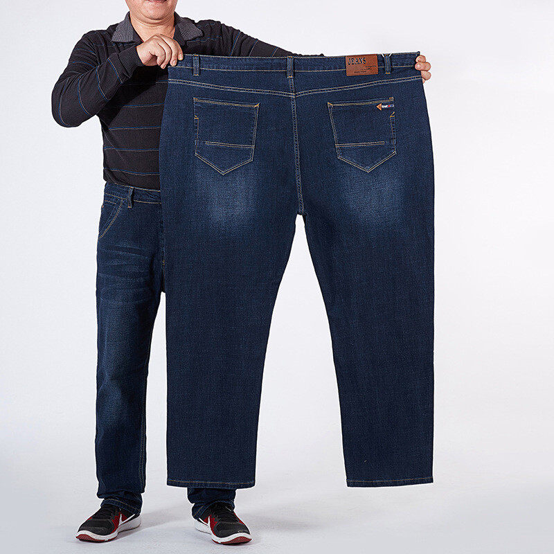 Vīriešu džinsi ar augstu vidukli 150 KG Rudens biezi izstiepti lielizmēra 46 48 50 52 džinsa bikses brīvas taisnas tēta dāvanas liela izmēra bikses