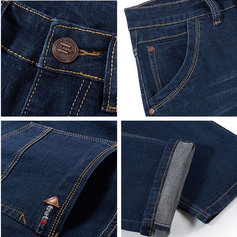 Vīriešu džinsi ar augstu vidukli 150 KG Rudens biezi izstiepti lielizmēra 46 48 50 52 džinsa bikses brīvas taisnas tēta dāvanas liela izmēra bikses