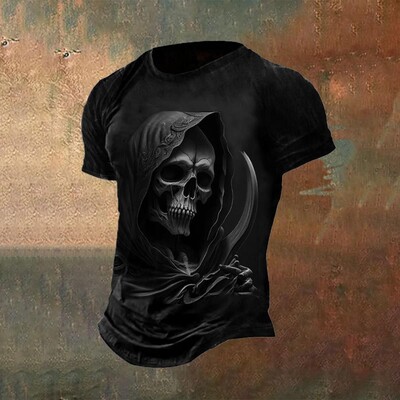 2024. gada vīriešu galvaskausa apdruka 3D T-krekls Ielu ikdienas brīvs, radošs šausmu, liela izmēra topi ar īsām piedurknēm T-krekli Ikdienas ielas apģērbs