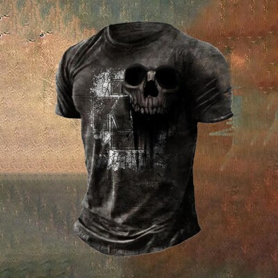 2024. gada vīriešu galvaskausa apdruka 3D T-krekls Ielu ikdienas brīvs, radošs šausmu, liela izmēra topi ar īsām piedurknēm T-krekli Ikdienas ielas apģērbs