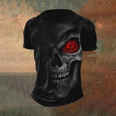 2024. gada vīriešu galvaskausa apdruka 3D T-krekls Ielu ikdienas brīvs, radošs šausmu, liela izmēra topi ar īsām piedurknēm T-krekli Ikdienas ielas apģērbs