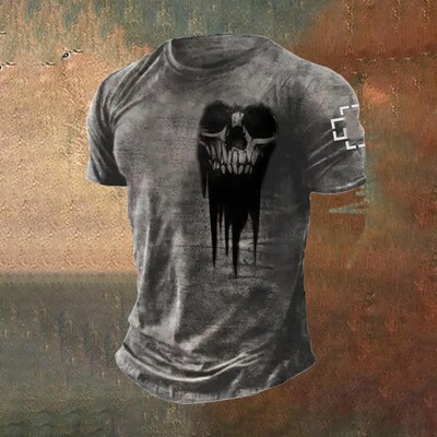 2024. gada vīriešu galvaskausa apdruka 3D T-krekls Ielu ikdienas brīvs, radošs šausmu, liela izmēra topi ar īsām piedurknēm T-krekli Ikdienas ielas apģērbs