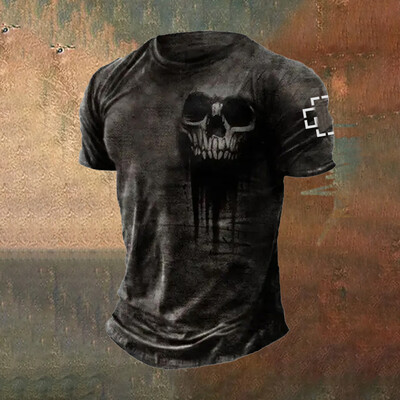 2024. gada vīriešu galvaskausa apdruka 3D T-krekls Ielu ikdienas brīvs, radošs šausmu, liela izmēra topi ar īsām piedurknēm T-krekli Ikdienas ielas apģērbs