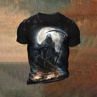 2024. gada vīriešu galvaskausa apdruka 3D T-krekls Ielu ikdienas brīvs, radošs šausmu, liela izmēra topi ar īsām piedurknēm T-krekli Ikdienas ielas apģērbs