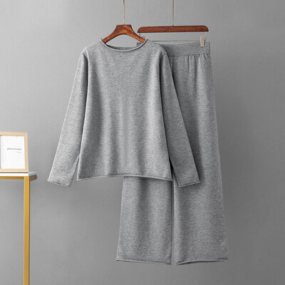 HLBCBG pavasara rudens trikotāžas sieviešu džemperi treniņtērpi, sadalīti sieviešu džemperis, džemperis + platas bikses, 2/divu gabalu komplekti